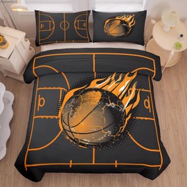 NINENINE Basketball Bedding for Kids,Sports Comforter Sets for Boys,Full Size Bedding Sets for Boys,Basketball Comforter Set(1Comforter, 1Flat Sheet, 1Fitted Sheet, 2Pillowcases)