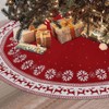 ZANZER Christmas Tree Skirt Rustic Red & White Knitted Xmas