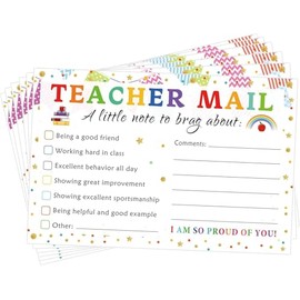 wootile Rainbow Happy Mail Classroom Good Behavior Incentive Motivational Cards, 50 Pcs Positive Postcards for Home, Preschool, Kindergarten, Elementary School