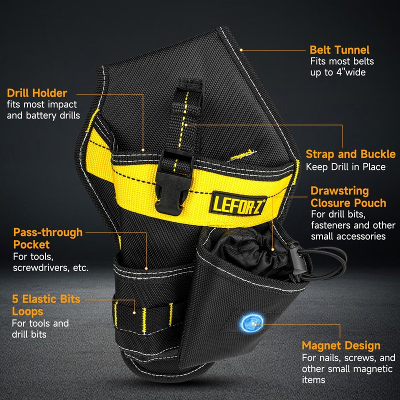 Drill Holster,Heavy-Duty Impact Holster for Tool Belt,Quick Access Drill Holder,Drill