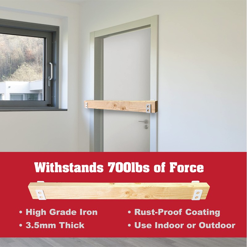 SecurityMan Heavy Duty 2x4 Door Barricade Brackets - Kick Proof