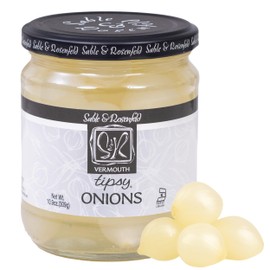 Sable & Rosenfeld Vermouth Tipsy Onions, 10.9 oz (Pack of 1), Gourmet Pickled Silverskin Cocktail Onions in Jar, Kosher, Gluten-Free Martini Garnish