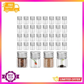 Unbranded Tessco 100 Pcs 5 ml Mini Glass Bottles with Screw Caps Tiny Jars Empty Glass Via