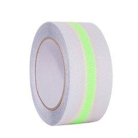 XURI Anti Slip Tape Glow in Dark Tape 2Inch x 49.2Ft Clear Grip Tape for Stairs Outdoor/Indoor, Waterproof Non Skid Roll for Stair Treads Non Slip High Traction Friction Abrasive Adhesive Stair Steps