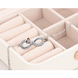 KunBead Wife Infinity Rose Gold Heart Stainless Steel Birthday Bracelets for Women