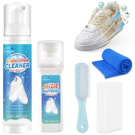Clennaner White Shoe Cleaner, 6.76 Oz Shoe Cleaner Kit with Brush and Towel, Sneaker Cleaner Work on Leather, Knit, Canvas, Suede, PU (LARGE)
