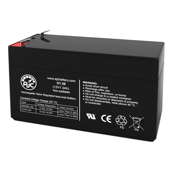 AJC Battery Compatible with Batterymart SLA-12V1-3 12V 1.3Ah Sealed Lead