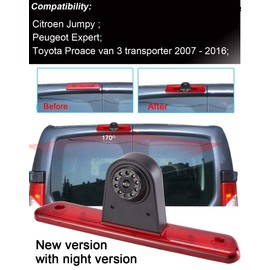 【4.3'' Rückspiegel Monitor + Rückfahrkamera Transporter】im 3. Bremsleuchte HD Rückfahrkamera für Citroen Jumpy/Peugeot Expert/Toyota Proace Transporter 2007-2016, HD Auto Rückspiegel für Alle Autos