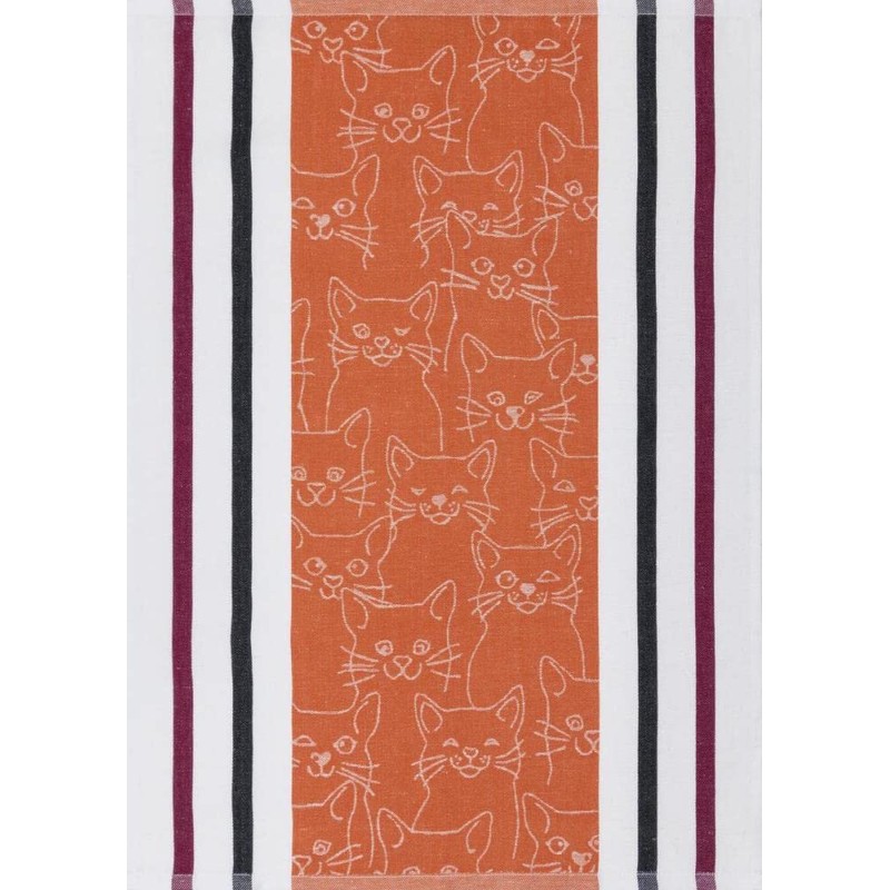 Kitchen Towel Set Half Linen Jacquard Towel (3 Pieces) "Cats"