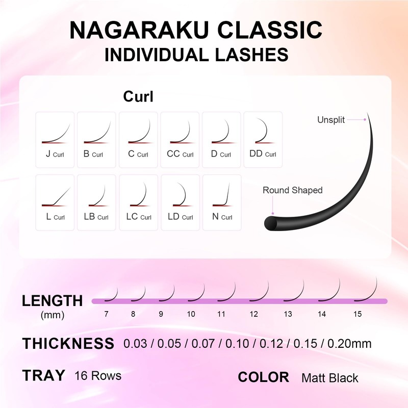 NAGARAKU Eyelash Extension Classic Individual 1:1 Eyelash Volume Individual Eyelashes