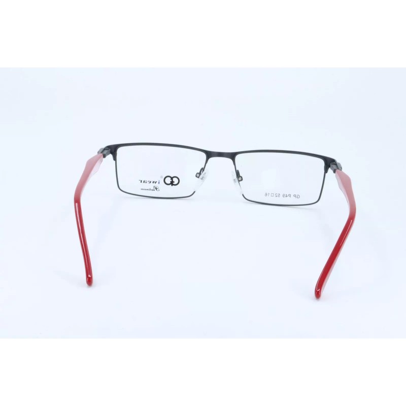 Gianni Po GP P49 Black-Red Rectangle Unisex Full Rim 52-16-135