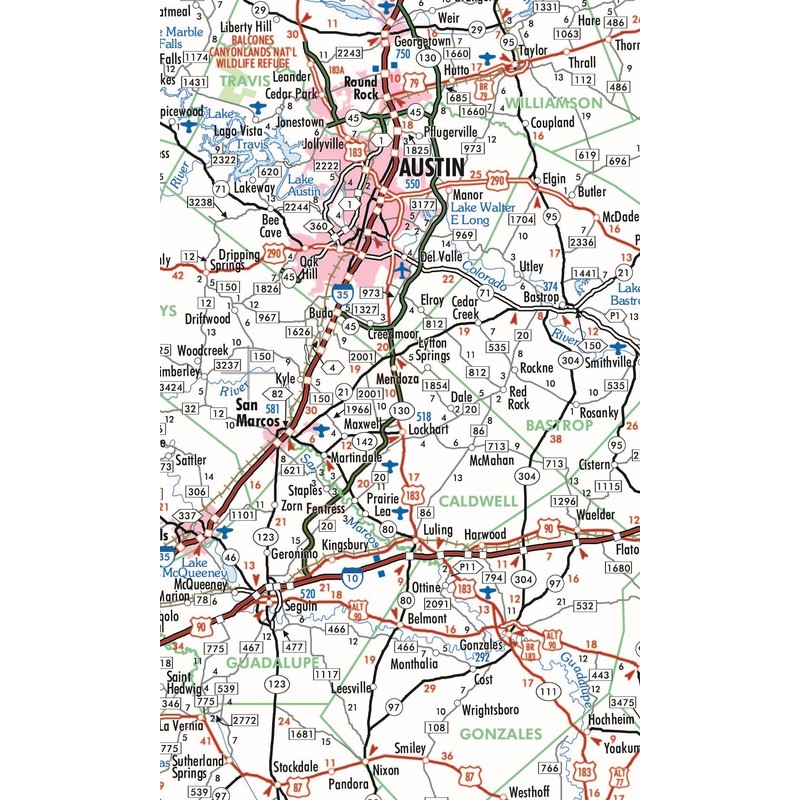 Texas Executive Wall Map - Paper 42w x 39h