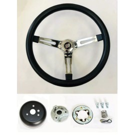 GT Performance 67 68 Buick Skylark GS Riviera Black on Chrome Steering Wheel 15" Foam Grip
