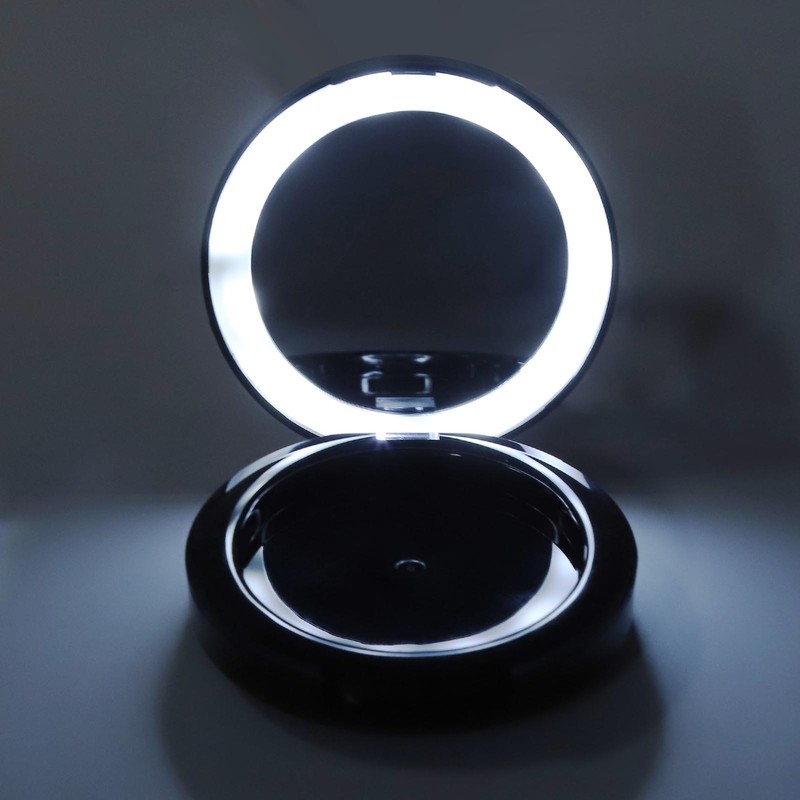 Cushion Foundation Case LED Light Round Mirror Compact Internal Case