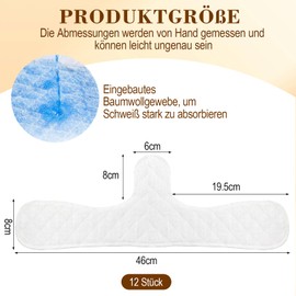 Solivive Pack of 12 Bra Inserts Sweating, Reusable Underbust Sweat Protection Bra Inserts, Breathable Cotton, for Sweating Under the Bust, Suitable for Women's Sports and Breastfeeding in Summer