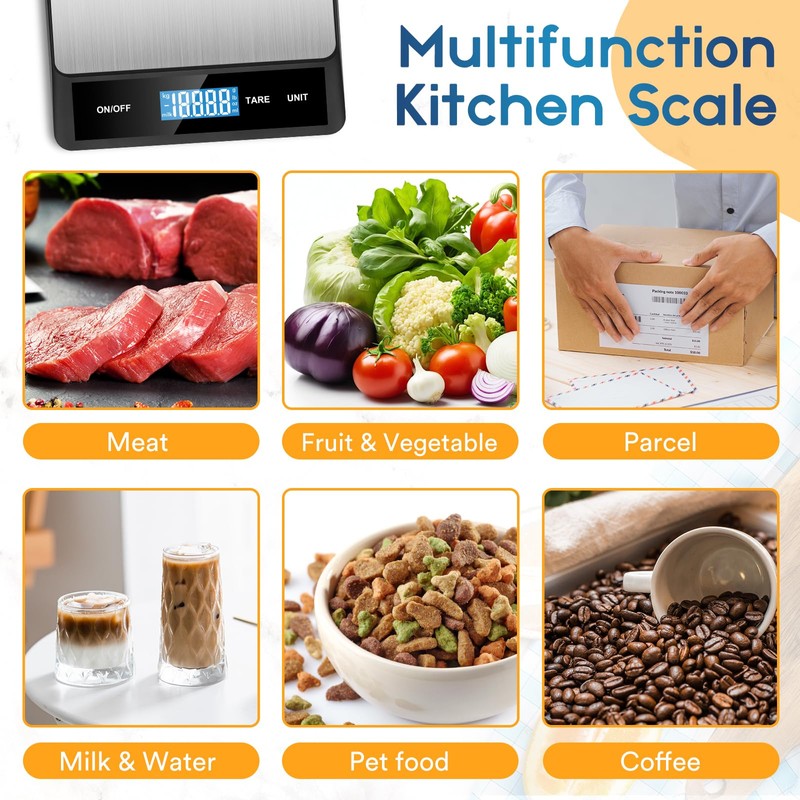 Zivacate 15 kg Digital Kitchen Scales, 1 g Precision, Kitchen