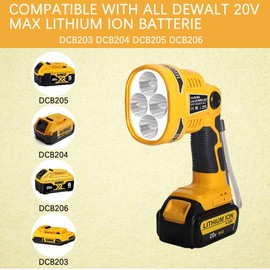 SINTENT Taingwei 12W 1120LM LED LED Work Light DCL043 Powered by Dewalt 20V MAX Lithium Ion Batteries, Jobsite Handheld Spotlight with 110 Degree Pivoting Head and USB Port, Yellow