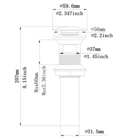 BWE Chrome Pop Up Sink Drain with Overflow Fits Bathroom Standard Sink Hole 1-1/2" to 1-3/4" Bathroom Faucet Vessel Vanity Sink Drain Stopper