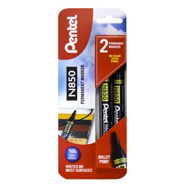 Pentel Bullet point N850 Marker, 4.2mm tip, Black ink, 1 blister card with 2 markers