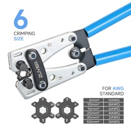 ZUVER Battery Lug Crimper Kit Electrical Terminal Crimping Tool Set with Cable Cutter - Includes 60 Copper Lugs and 60 Heat Shrink Tubes for AWG 8-1/0 Cables Wire