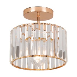 ZYDTRIP Crystal Ceiling Light Fixture Semi Flush Mount Ceiling Lamp Modern Gold Crystal Chandelier for Living Room Hallway Dining Room Kitchen