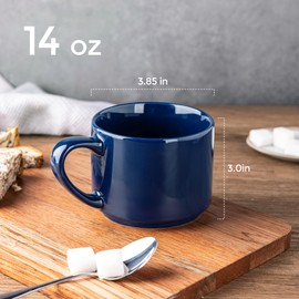 GBHOME 14 OZ Coffee Mugs Set of 6, Stackable Ceramic Mugs for Men, Women, Modern Coffee Mugs for Latte,Cappuccino,Hot Cocoa. Dishwasher & Microwave Safe, Navy Blue