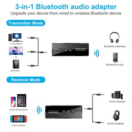 Upgraded Bluetooth 5.4 Transmitter Receiver, USB-C Bluetooth Audio Adapter for Airplane TV Car Gym Home Stereo System, Can Pair 2 Wireless Headphones Simultaneously