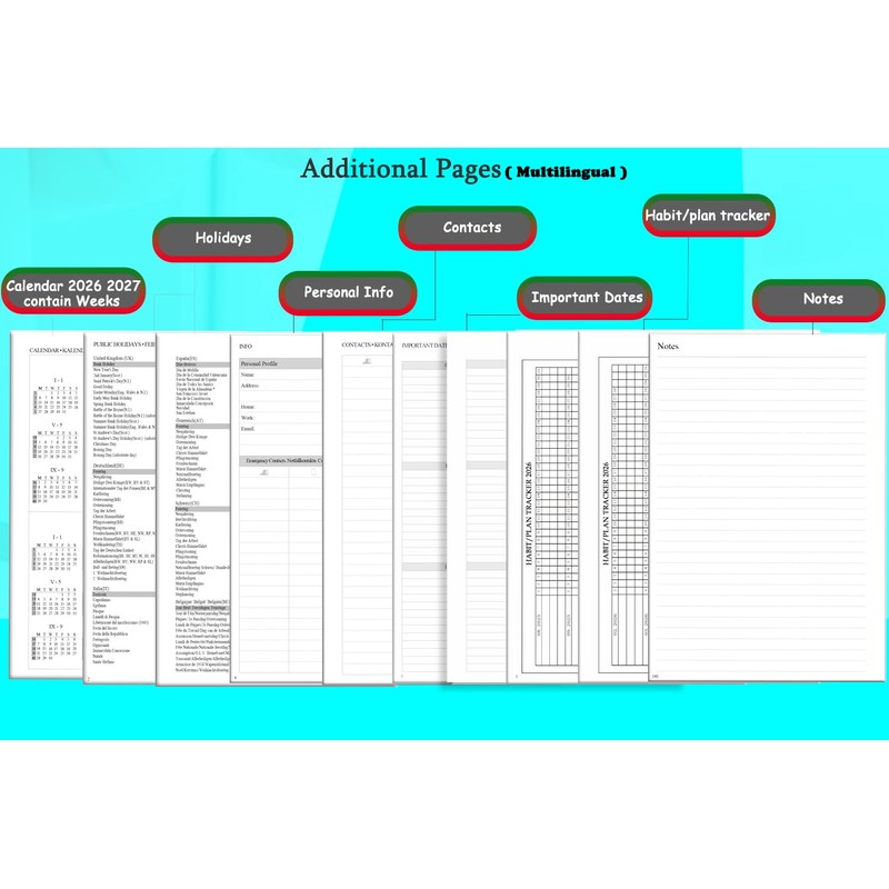 A5 Appointment Diary 2026 Week to View, Weekly & Monthly