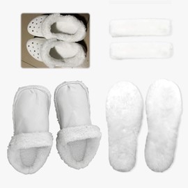 Fur Liners for Crocs Inserts Fleece with Shoe Insoles for Woman Warm Socks Liner Size 6 for Croc Fluffy Insert Removable Extra Thick Fur Lining