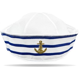 Hatstar Sailor Hat Cap | Navy Yacht Blue Captain Hat | Sailor Hat Sailor Hat | As Accessory for Carnival Fancy Dress Costume | Cap for Men and Women