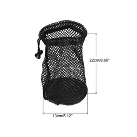 PATIKIL 22x13cm Golf Ball Bag Nylon Drawstring Bag Storage 24-32 Balls with Cord Lock Closure for Golf Tennis Sports Black