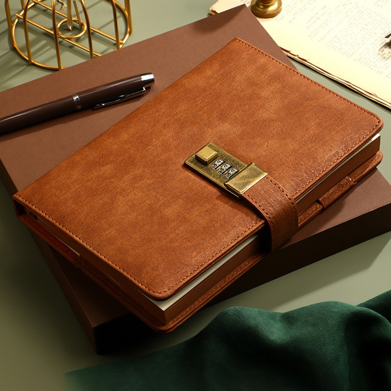Vintage A5 Notebook PU Covered Diary with 3-digit Lock Notepad