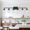 VINLUZ Classic Bathroom Lighting Fixtures 6-Lights in Matte Black Finish,Farmhouse
