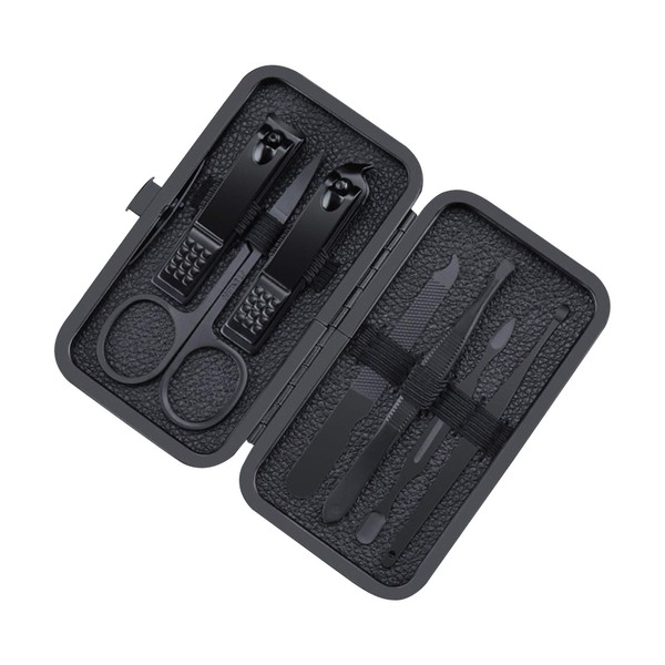 Premium Stainless Steel Kit with Leather Case - 7PCS/10PCS/12PCS/16PCS/18PCS Black