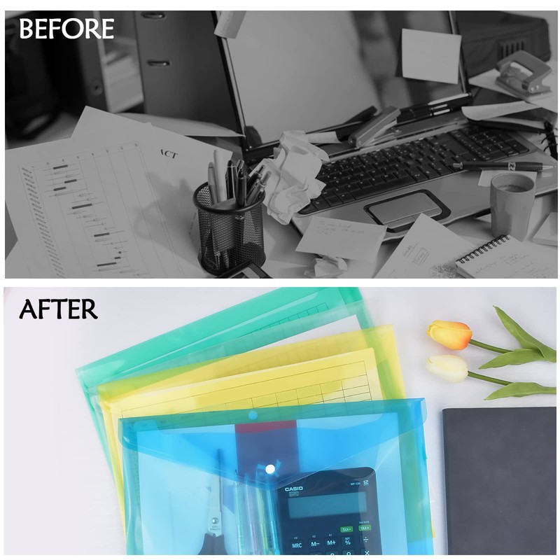 Pack of 20 A4 Document Wallets for Filing, Waterproof PP