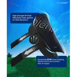 RAYSHARP Shin Guards Soccer Youth - Comfortable and Durable Toddler Kids Soccer Shin Guards with Adjustable Straps for Teenagers Adults Black M