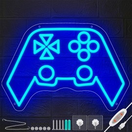Boys Room Gamepad Shape LED Neon Sign, Bedroom Gaming Neon Sign, 10 Levels of Adjustable Brightness, USB Powered, Neon Gamer Sign, Perfect Gamer Gift for Teens and Children