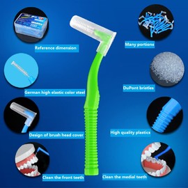 ASM Interdental Brush 20Count, 0.8mm (SS,Green)