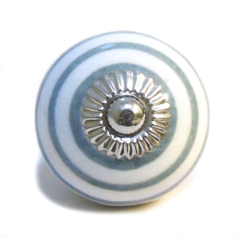 Pushka Home Set of 8 Grey White Ceramic Cupboard Door