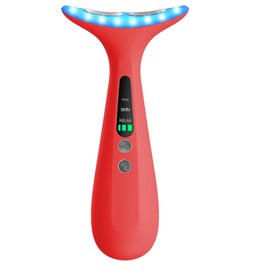 Face and Neck Massager, 3 Modes Lifting & Firming Tool for Jawline and Neck Care-RED