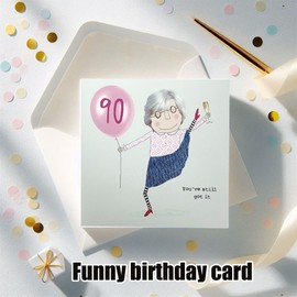 90th Birthday Cards For Women，Funny Cards For Women，Happy Birthday Card，90th Birthday For Friend,Family Member,Colleuage,13 * 13cm