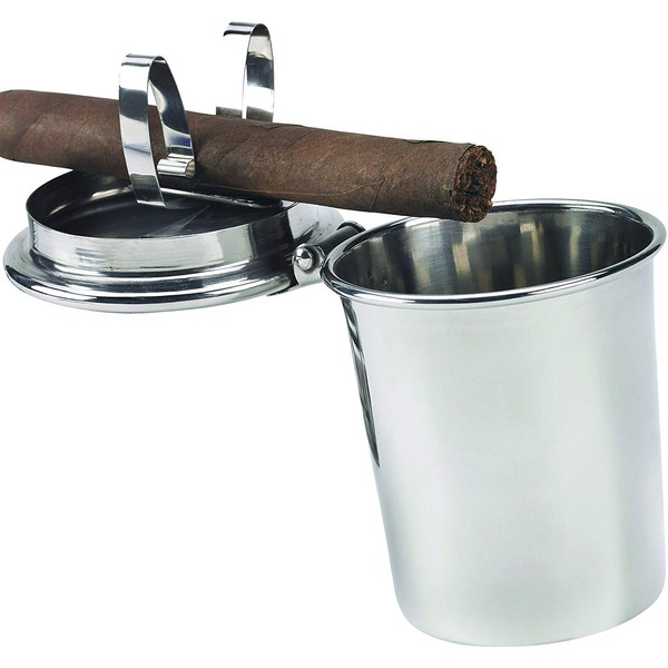 Stinky Cigar Car Ashtray, Spring Clip to Hold All Cigar Sizes, Stainless Steel