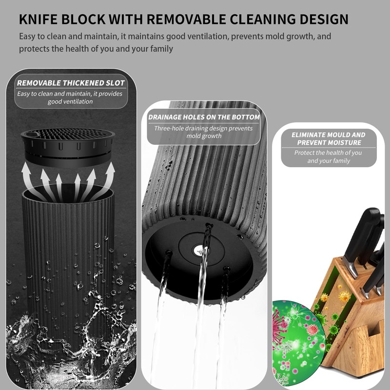 Knife Set,12-Piece Premium Kitchen Knife Set with Universal Knives Block,Anti-Rust