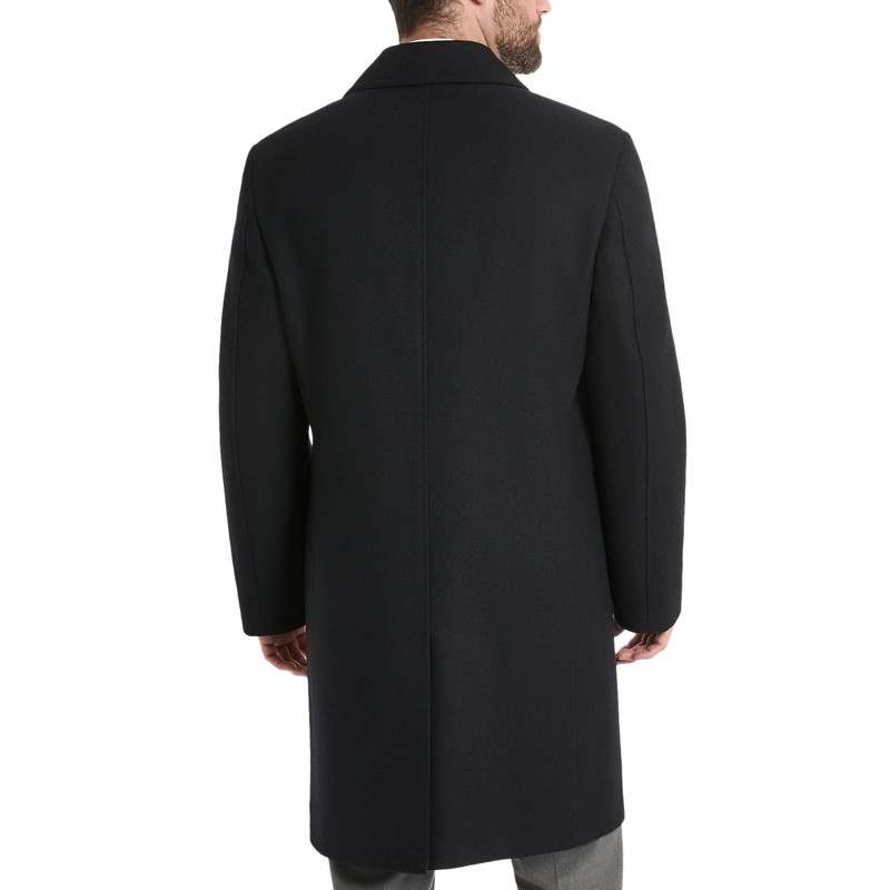 Ben Sherman Men's Brenton Double Breasted Wool Overcoat, Navy, Large