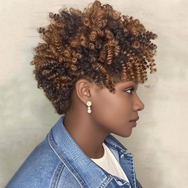 PHOCAS 20'' 3Packs Short Curly Crochet Hair Wand Curl Crochet Hair for Black Women - 6MM #1B/27 Black to Dark Blonde