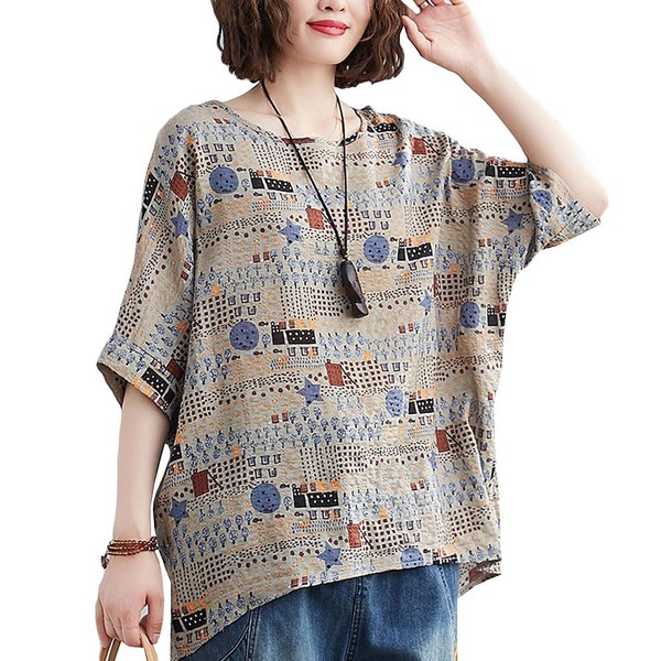 [Fosys] Tシャツ レディース トップス 半袖 夏 大きいサイズ ゆったり 体型カバー カジュアル