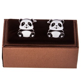 MRCUFF Panda Bear Black White Pair Cufflinks in a Presentation Gift Box & Polishing Cloth