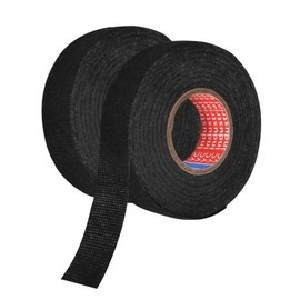 Qtuie Gewebeband 19mmx 25m 2 Stück Isolierband Selbstklebend Baumwolle Kabelbaum Klebeband Schwarz Stoffklebeband Gewebeklebeband Kabelbaumband Isolierband Auto für Kabelbäume