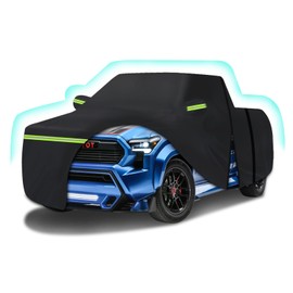 Truck Car Cover Waterproof All Weather for Toyota Tacoma 2005-2023,600D Heavy Duty 7 Layers Car Cover,Outdoor Full Cover Rain Sun UV Protection with Door Zipper, Black