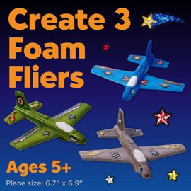 Creativity for Kids Stunt Squadron Foam Fliers: Makes 3 Airplane Toys for Kids, Crafts and STEM Kits for Kids Ages 5-8+, Toys for Boys and Girls, Boys Gifts